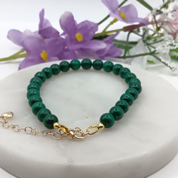 Minimalist Bracelet with Rare Natural Malachite - Picture 7 of 13